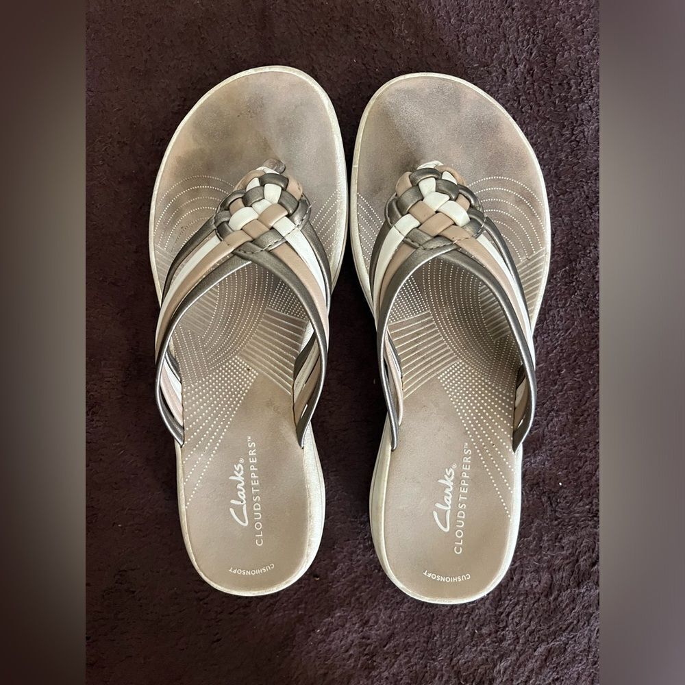 Clarks Cloudsteppers Sandal Metallic Multi Color Women Size 7 - Picture 1 of 7
